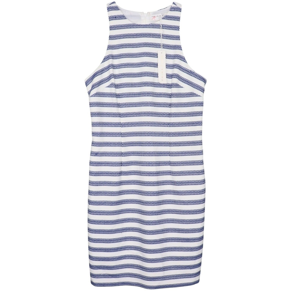 Trina Turk Striped Bodycon Dress Size 0 Sleeveless Racerback White Blue NWT